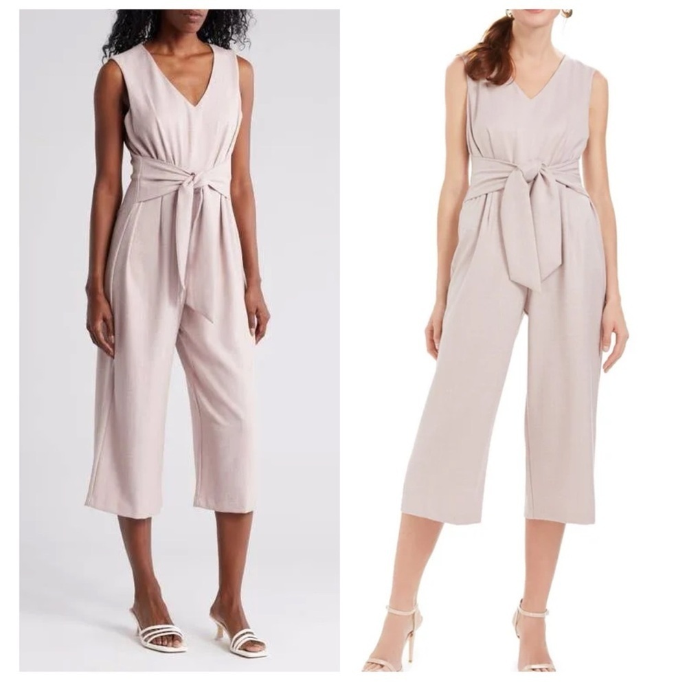 Connected Tie Front Sleeveless Cropped Jumpsuit NEW